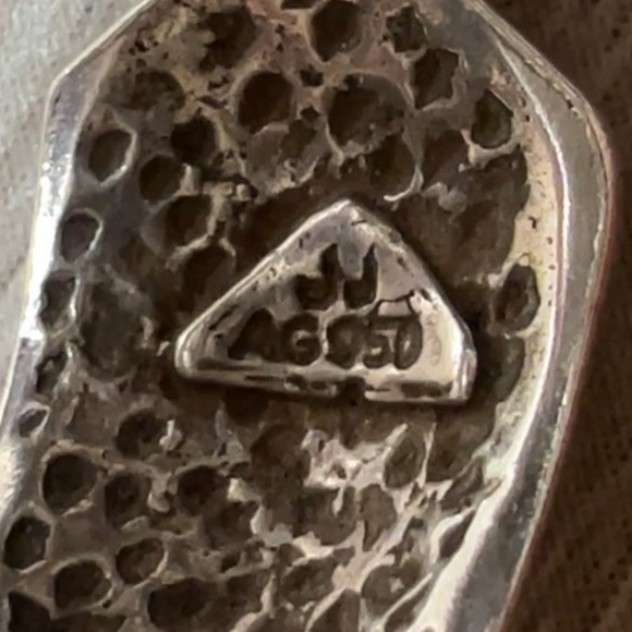 Vintage Designer Signed (JJ) AG 950 Sterling Silver & Gold Clear Stone Band Ring - Picture 7 of 10